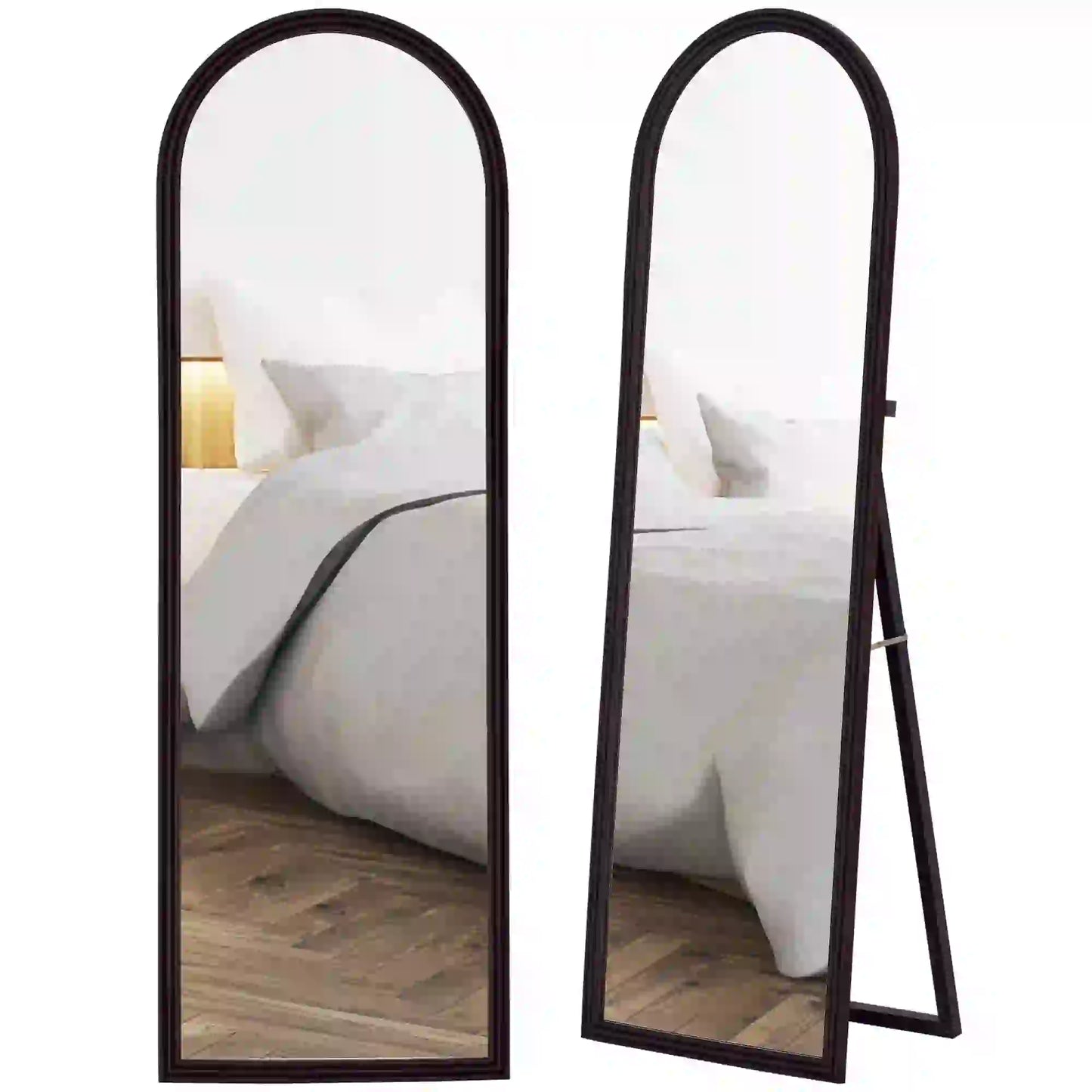 64" x 21" Full Length Mirror, Arched, Brown Wood Grain, Brown Full Length Mirrors at Gallery Canada