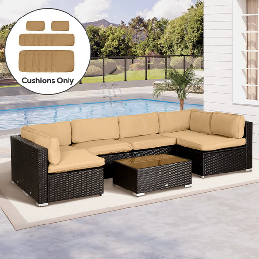 14pc Patio Rattan Sofa Set, Polyester Cover Replacement, Beige Patio Chair Cushions Light Yellow at Gallery Canada