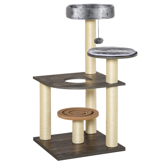 Cat tree Tower Climbing Kitten Activity Center Furniture with Sisal Scratching Post Round Toy Perch Hanging Balls 19.75" x 19.75" x 40.5" at Gallery Canada