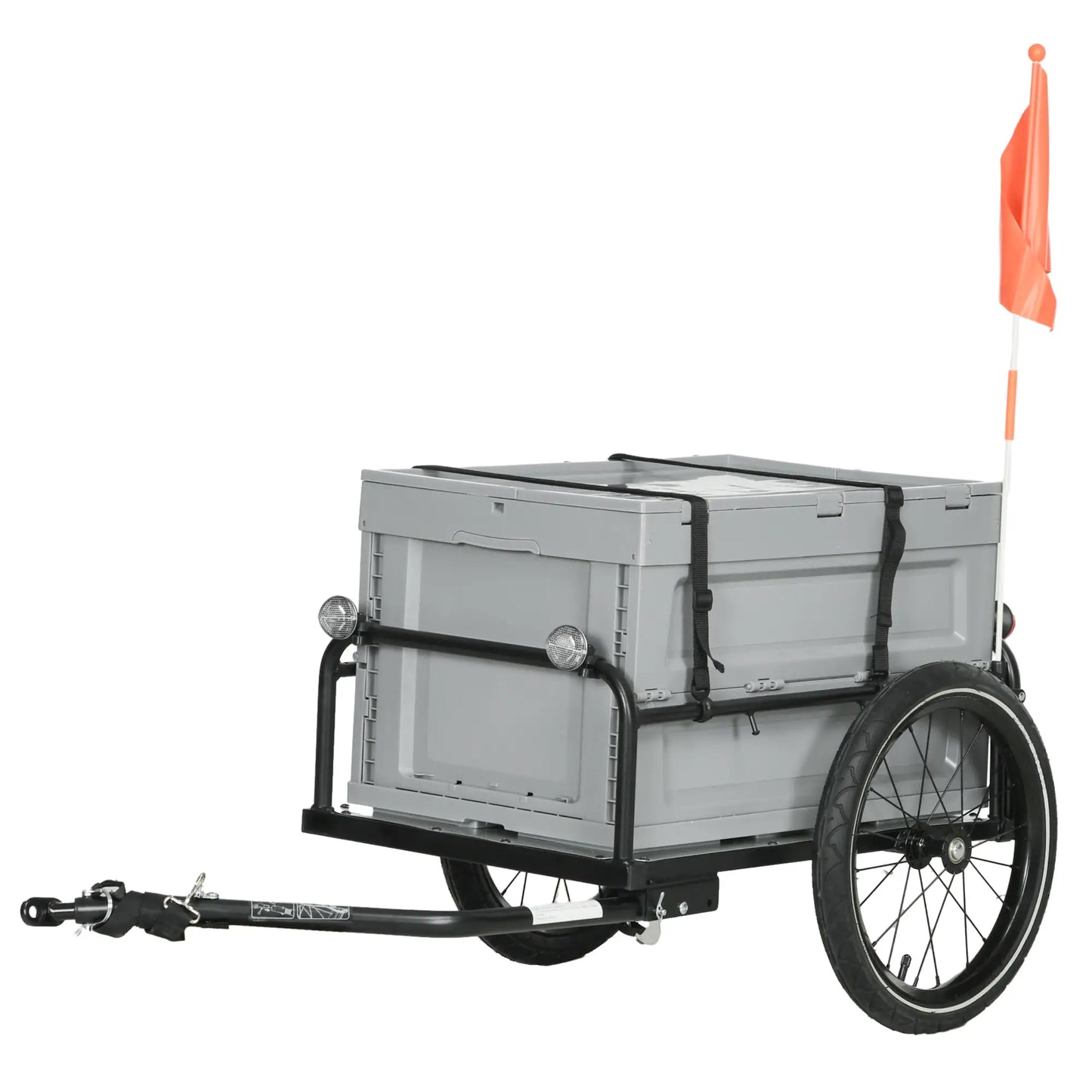 Steel Bike Trailer, Bicycle Cargo with Storage Box, Reflectors, Max Load 88LBS Bike Cargo Trailers at Gallery Canada