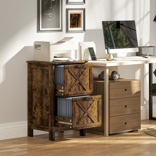 Vertical 2-Drawer Filing Cabinet, A4 Letter Size, Rustic Brown Office Cabinets & Cupboards Rustic Brown at Gallery Canada