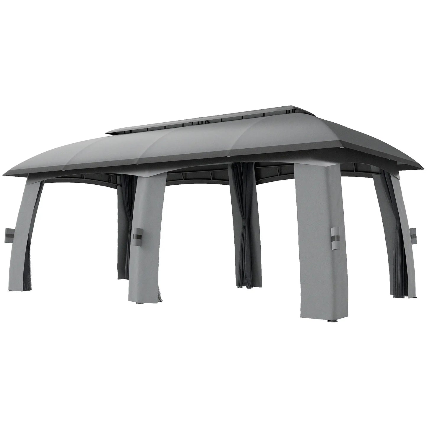 10' x 20' Outdoor Gazebo, Garden Canopy Shelter with Netting, Dark Grey Gazebos at Gallery Canada