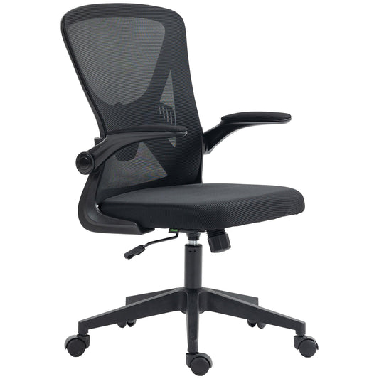 Mesh Office Chair, Swivel Desk Chair with Lumbar Back Support, Adjustable Height, Flip-Up Arm, Black - Gallery Canada