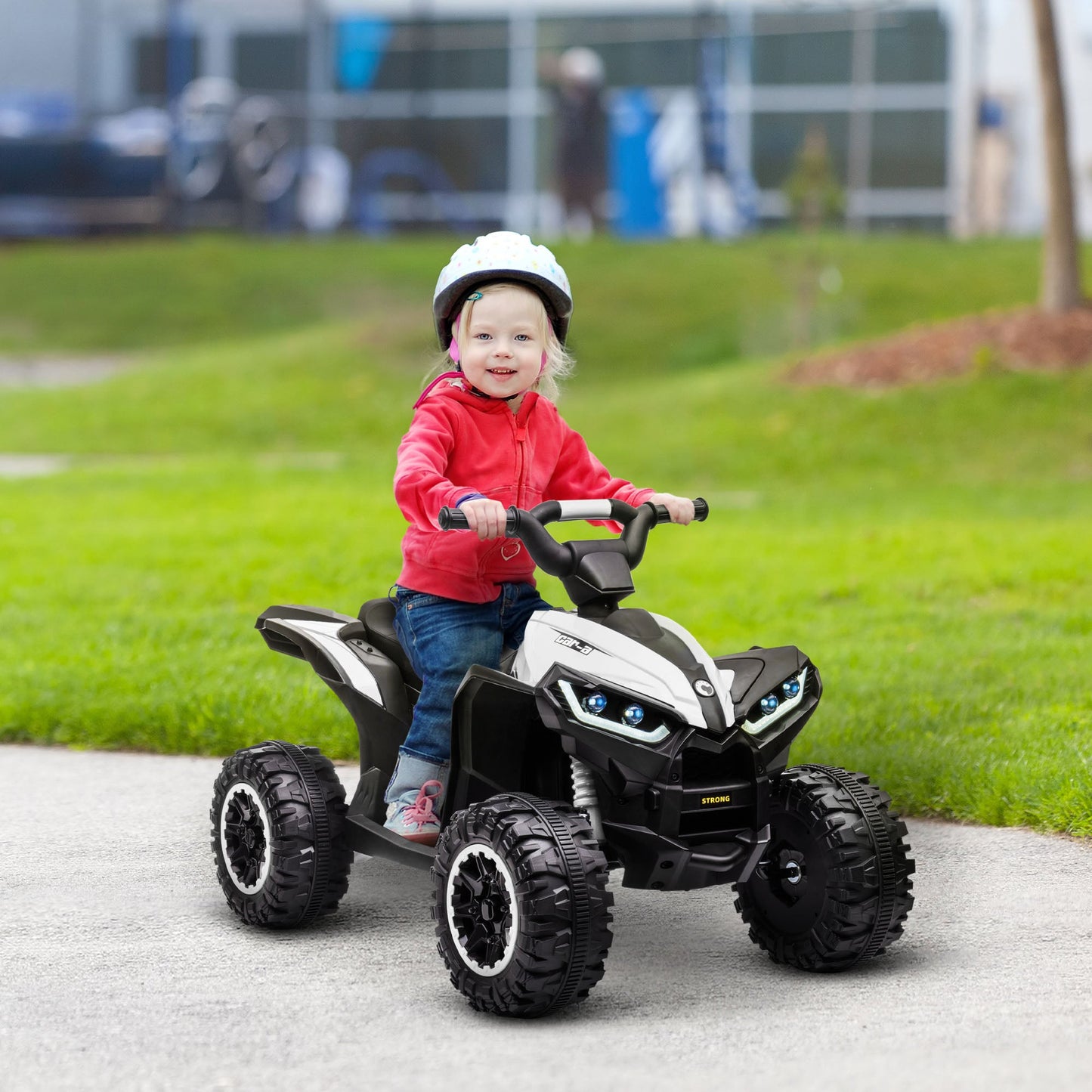 Kids 4 Wheeler Quad with Music, MP3, Headlights, High &; Low Speed, Kids ATV for 3-5 Years Old Boys &; Girl, White at Gallery Canada