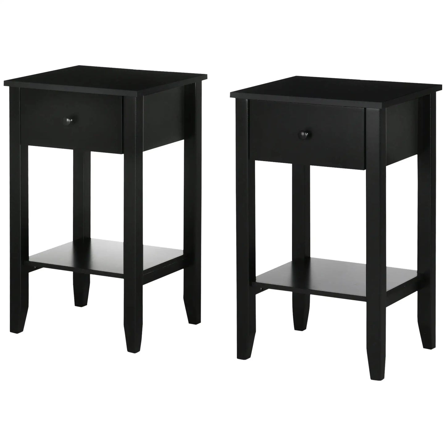 Side Table Set of 2, End Tables with Drawer, 2-Tier Nightstand, Black Side Tables at Gallery Canada