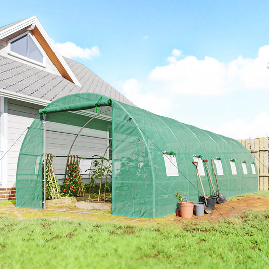 26' x 10' x 6.6' Walk in Tunnel Greenhouse, Steel Frame Walk In Greenhouses Dark Green at Gallery Canada