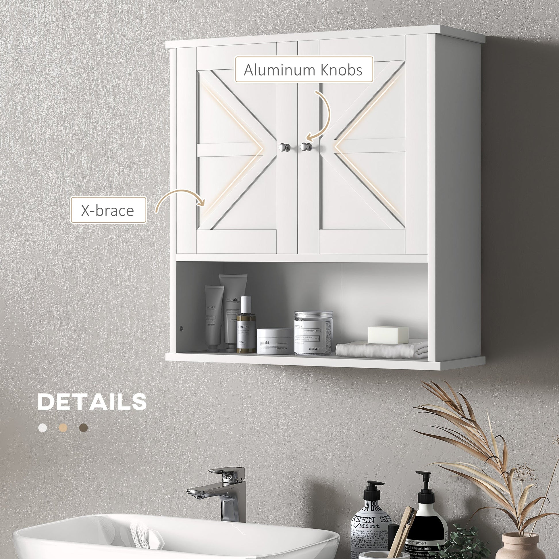 Farmhouse Bathroom Medicine Cabinet, Wall Cabinet with Barn Doors, and Adjustable Shelf for Laundry Room, White at Gallery Canada