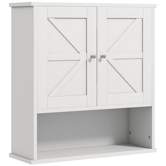 Farmhouse Bathroom Medicine Cabinet, Wall Cabinet with Barn Doors, and Adjustable Shelf for Laundry Room, White - Gallery Canada