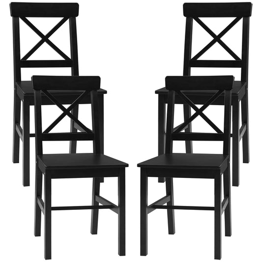 Farmhouse Wooden Dining Chairs Set of 4 with Cross Back, Black at Gallery Canada