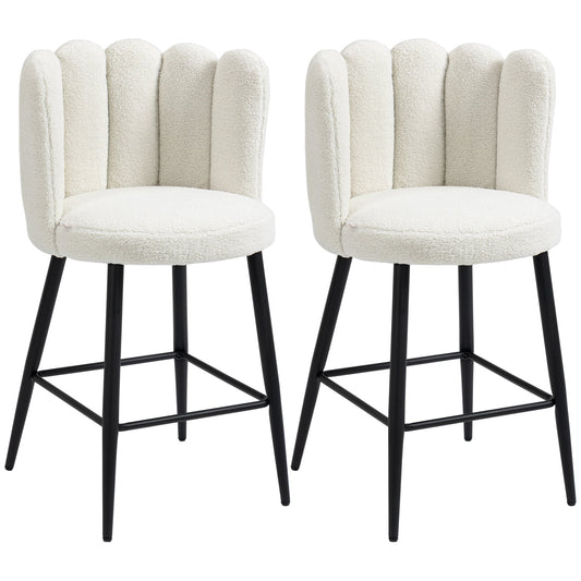 Faux Cashmere Bar Stools Set of 2 Counter Height Bar Stools with Back for Home Kitchen, 20.5"x19.7"x36.6", Cream at Gallery Canada