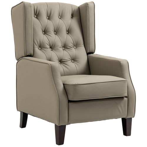 Faux Leather Armchair, Modern Accent Chair with Thick Padding for Living Room, Bedroom, Home Office, Khaki