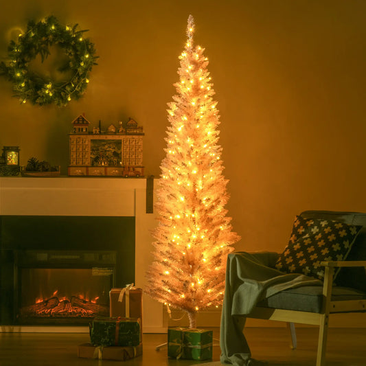 6' Pre Lit Artificial Pencil Christmas Tree, Warm White LED Lights, Pink Pencil Christmas Trees Pink Tree, Warm White LEDs at Gallery Canada