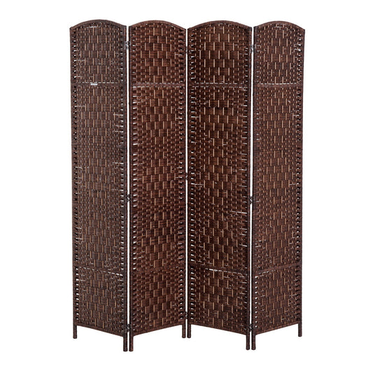 6ft Folding Room Divider, 4 Panel Wall Partition with Wooden Frame for Bedroom, Home Office, Brown - Gallery Canada