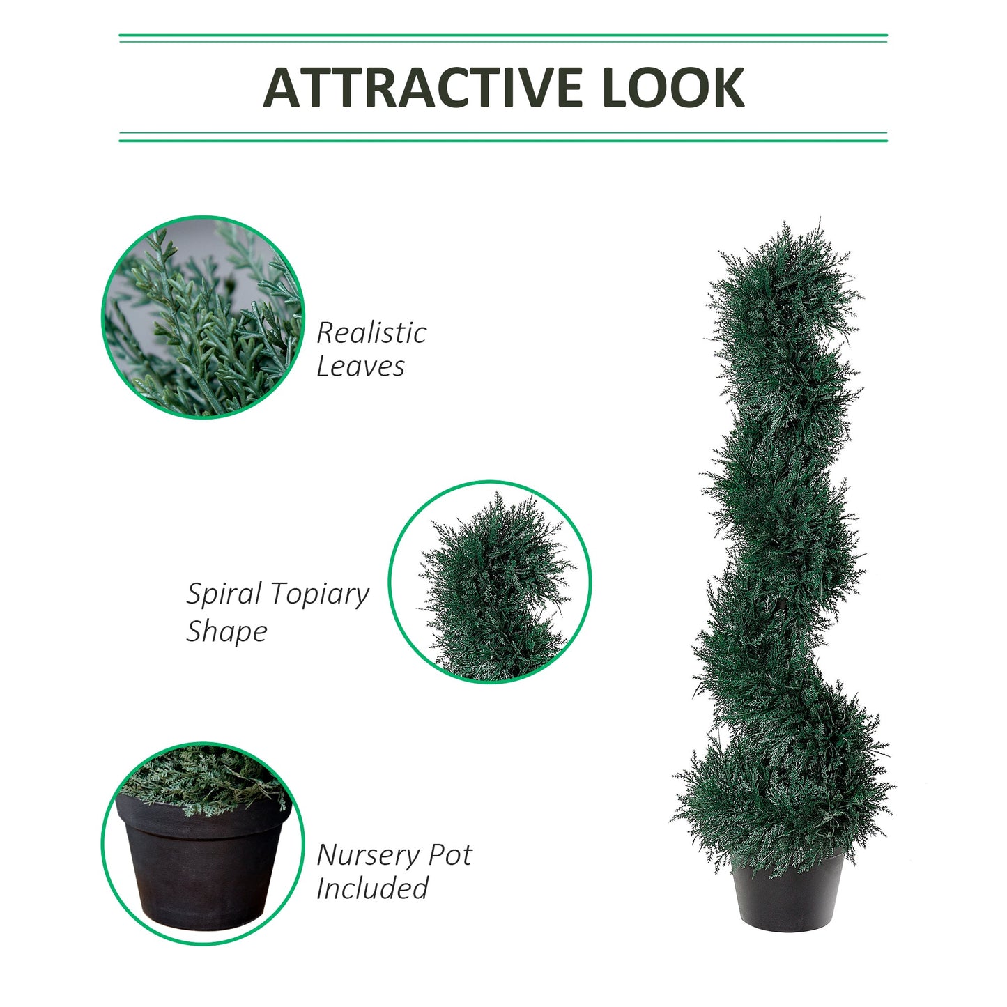 35.5" Topiary Trees Artificial Faux Fakes Spiral Plant Green Cedar Tree Indoor Outdoor Decor with Nursery Pot at Gallery Canada