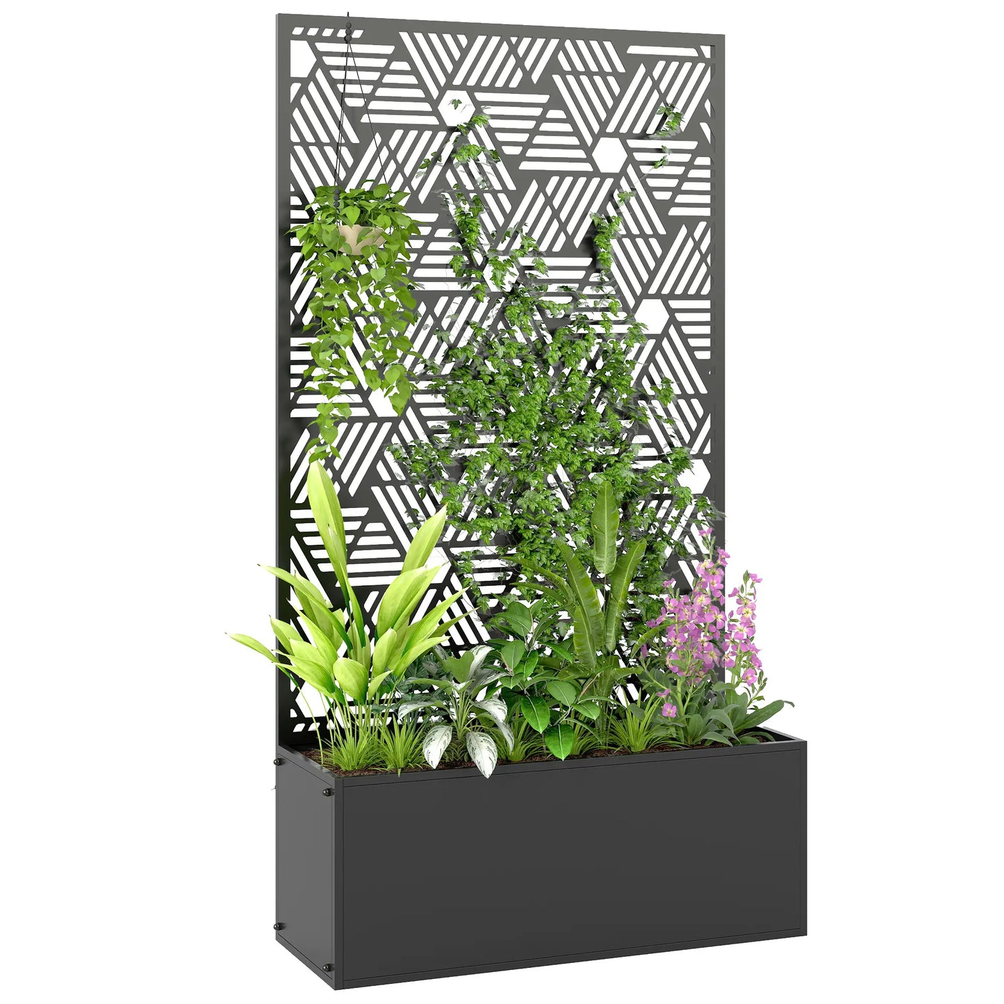 Metal Planter Box With Trellis, 44.5" Tall, Raised Garden Bed Galvanized Planter Boxes at Gallery Canada