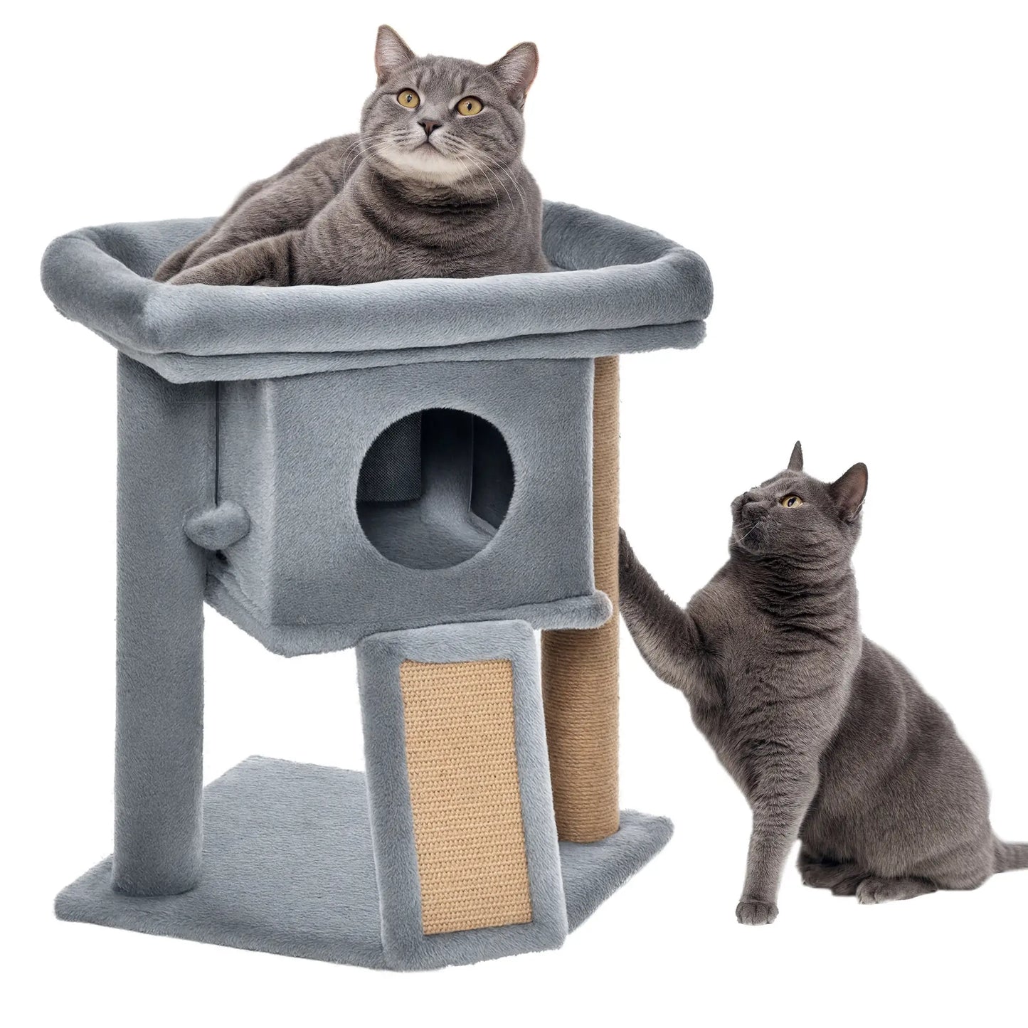 Small Cat Tree Tower with Perch, Scratching Post, Condo, Toy Ball, Grey Cat Posts at Gallery Canada