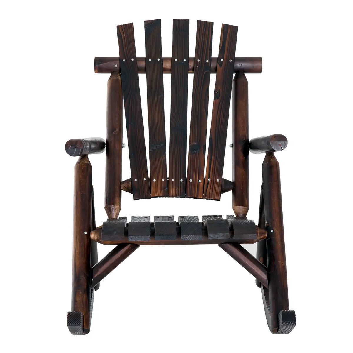 Carbonized Wood Outdoor Rocking Chair, Slatted Seat, High Back, Carbonized Outdoor Rocking Chairs at Gallery Canada