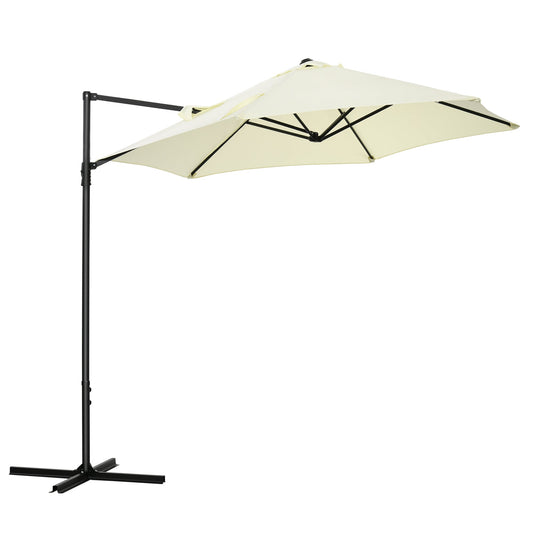 8.5FT Offset Patio Umbrella with 360° Rotation, Outdoor Cantilever Roma Parasol Hanging Sun Shade Canopy Shelter with Cross Base, Beige at Gallery Canada