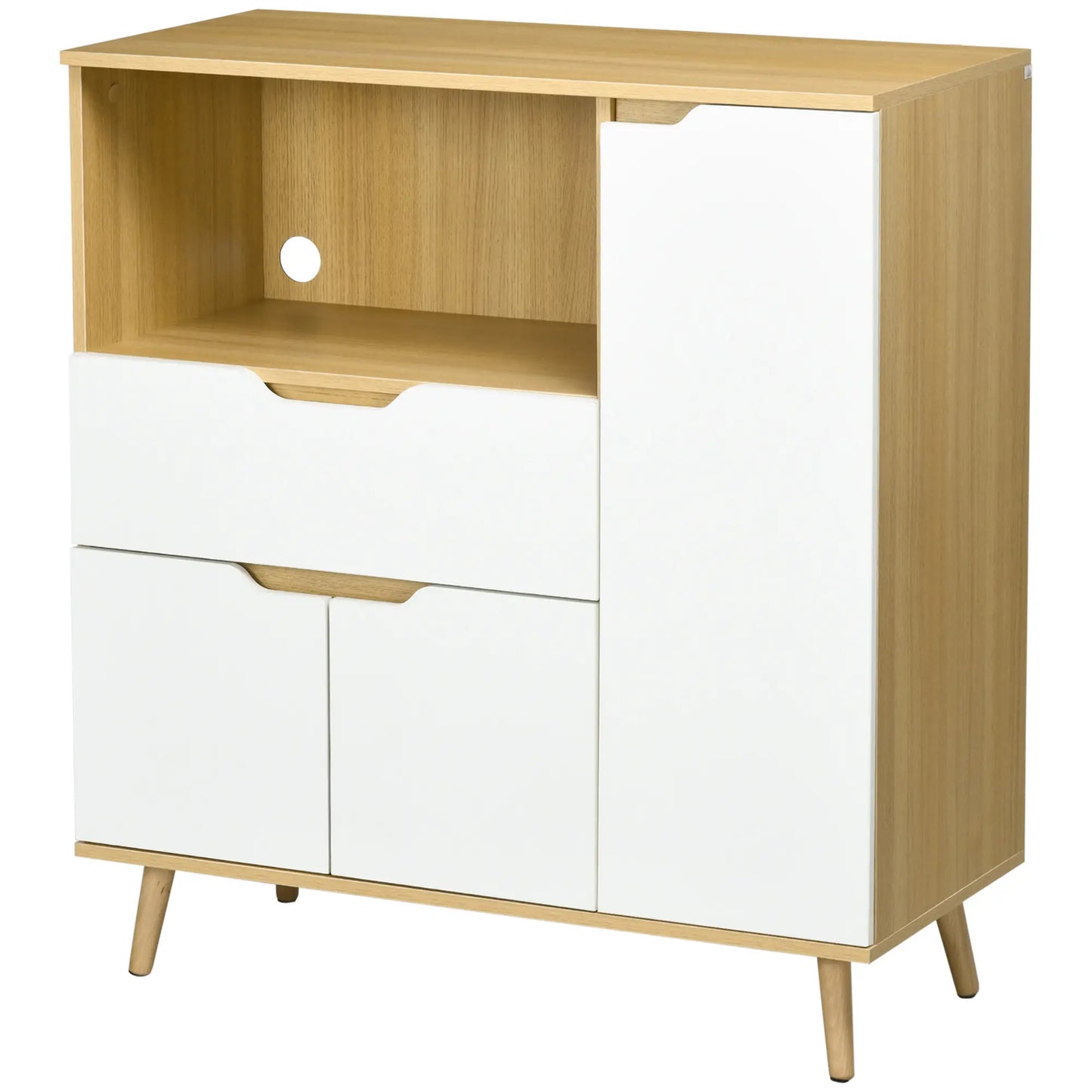 Support de micro-ondes moderne, armoire avec tiroir, rangement, blanc
