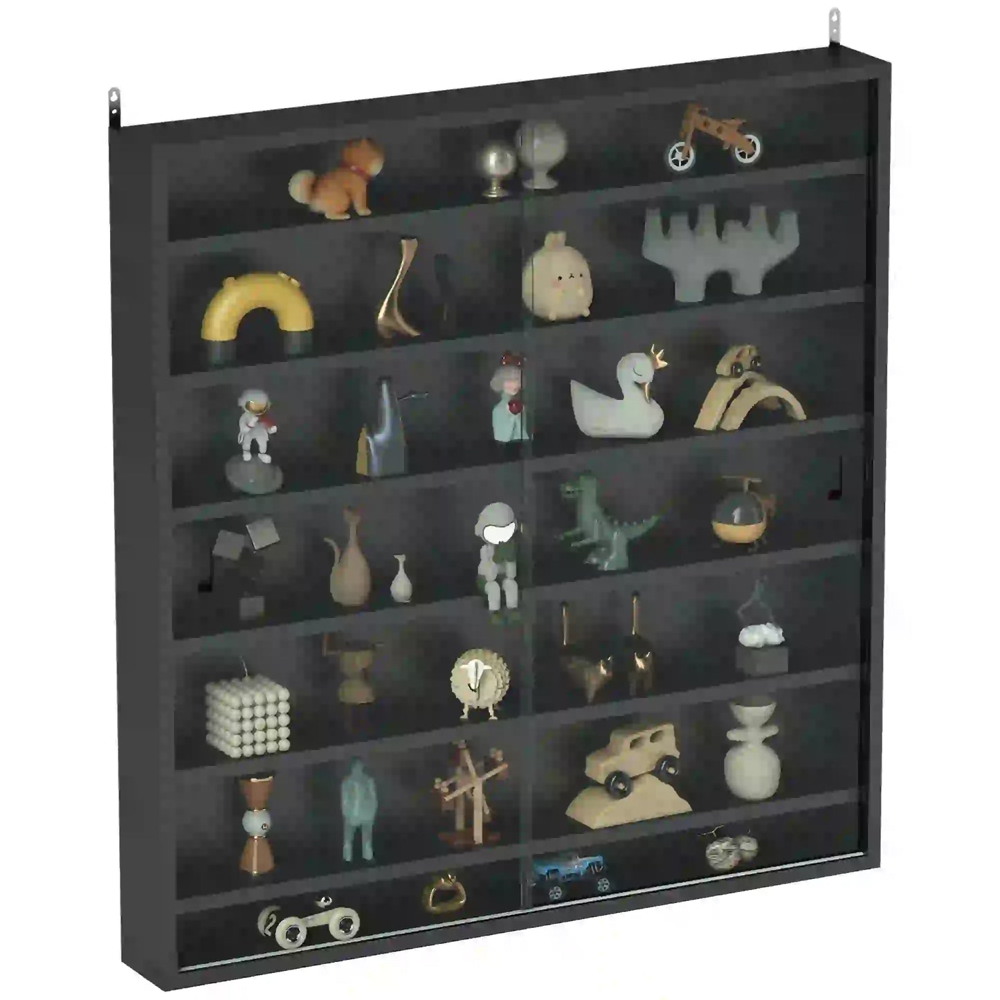 7-Tier Glass Display Cabinet, 2 Doors, 6 Adjustable Shelves, Black Display Bookshelves at Gallery Canada
