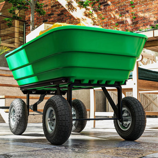 Set of 4 Pneumatic Wheels, 10" Wheelbarrow Wheels, Black Folding Garden Carts Black at Gallery Canada