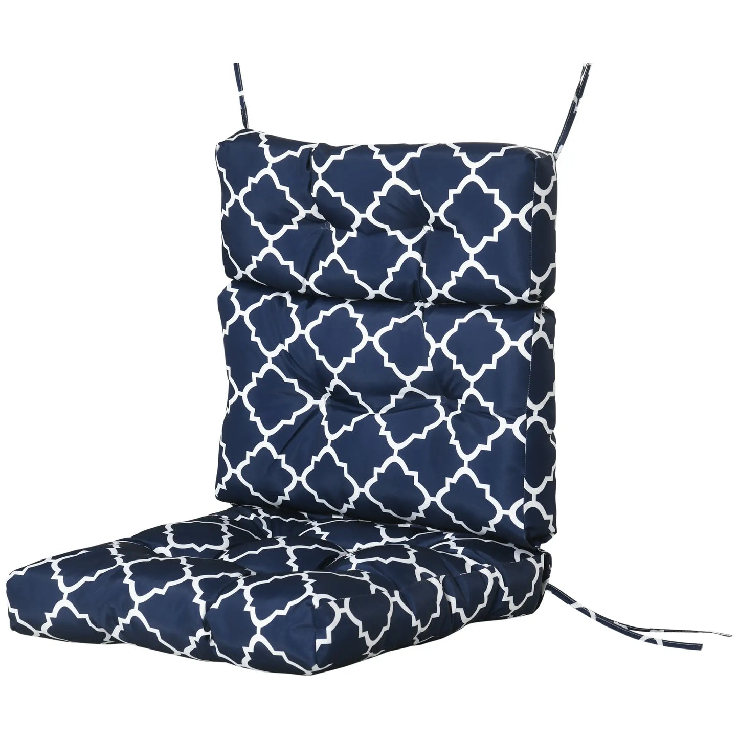 Outdoor Chair Cushion, Tufted Pillow with String Ties, 44" x 42" x 4", Blue Patio Chair Cushions at Gallery Canada