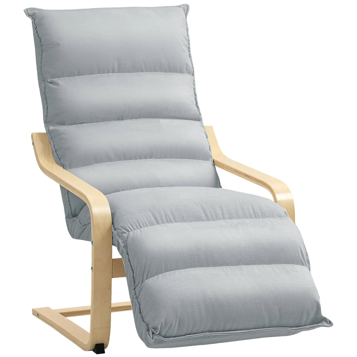 Accent Chair, Velvet Upholstered Living Room Chair with Footrest, Wood Frame, Light Grey Accent Chairs at Gallery Canada