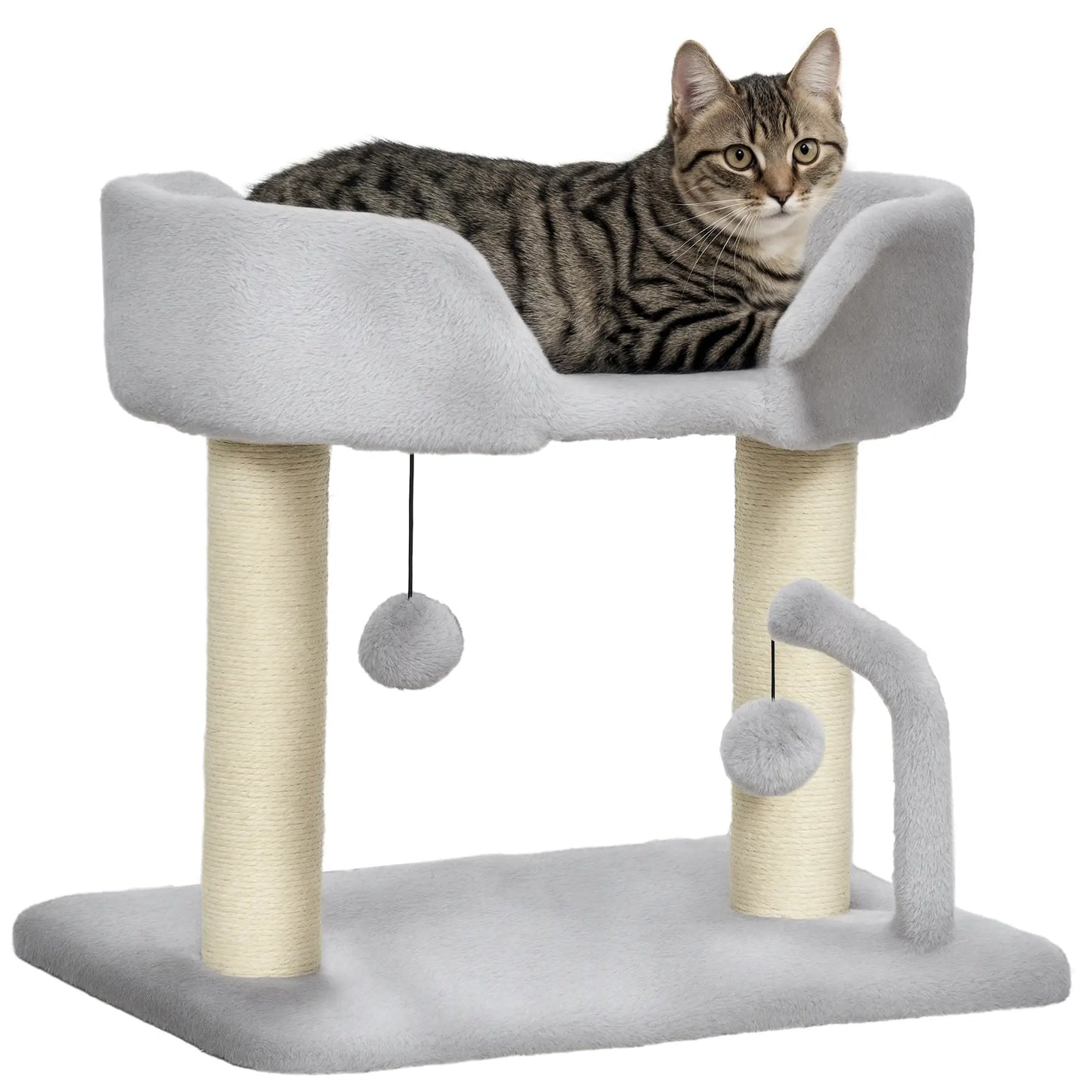 Small Cat Tree, Sisal Scratching Posts, Top Perch, Dangling Balls, Light Grey Cat Trees at Gallery Canada