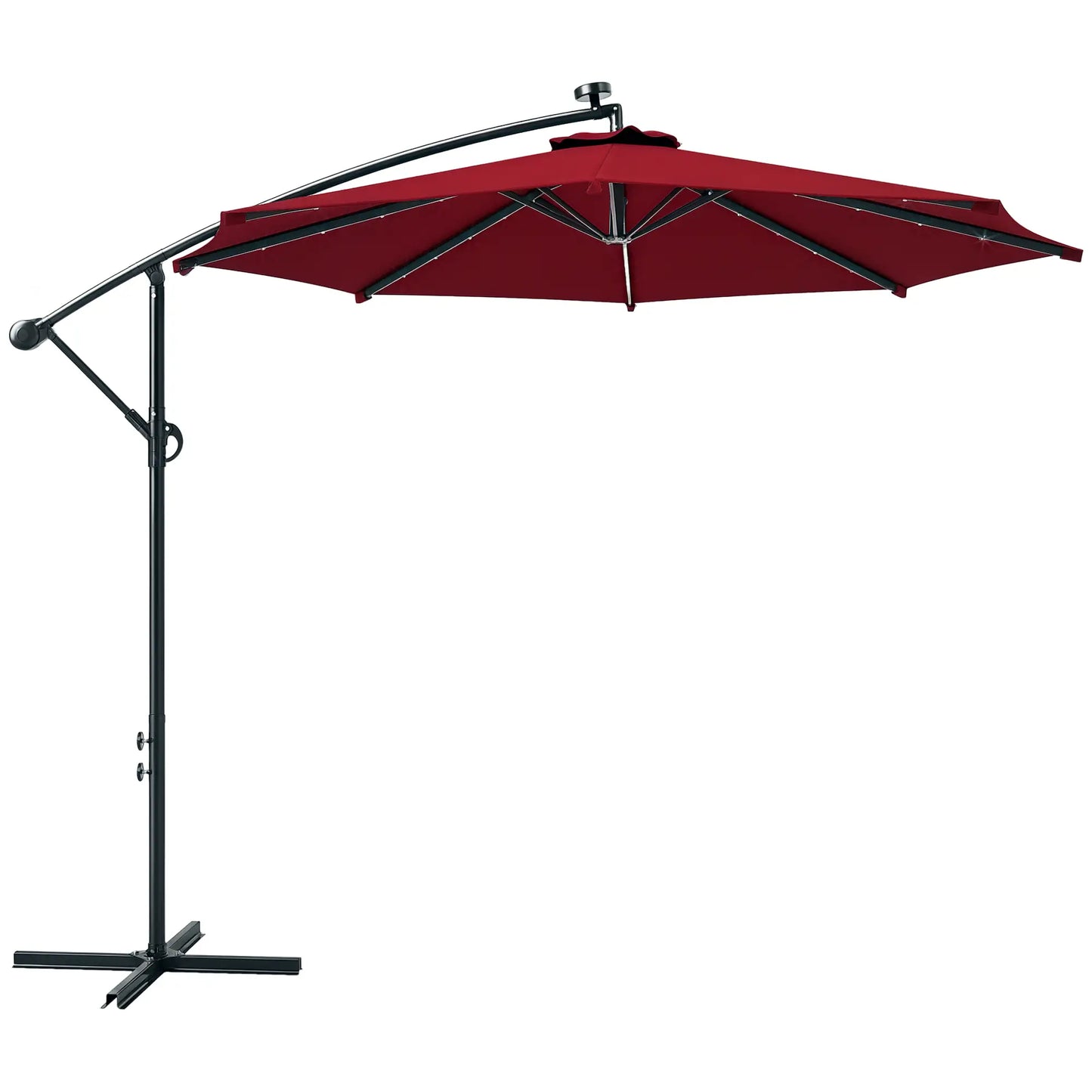 10ft Banana Umbrella, Solar Lights, Adjustable Angle, Wine Red Offset Cantilever Umbrellas at Gallery Canada