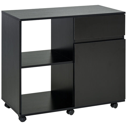 Filing Cabinet, Mobile Printer Stand with Open Storage Shelves, Drawer and Cabinet for Home Office, Black - Gallery Canada