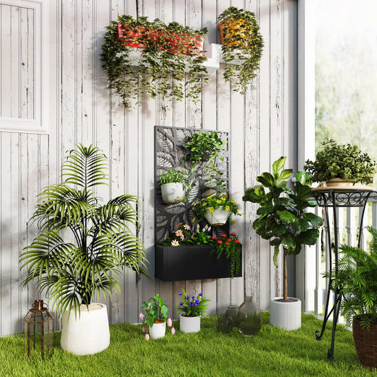 Metal Raised Garden Bed, Privacy Panel, Freestanding or Wall Mounted Planter Box Raised Garden Beds Black at Gallery Canada