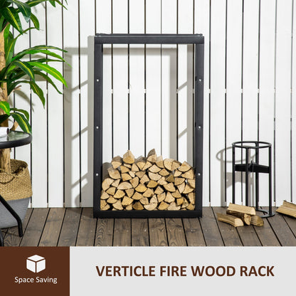 Firewood Rack Log Holder Fireplace Storage Rack with Handles and 220 lbs. Weight Capacity, 23.6" x 9.8" x 39.4", Black at Gallery Canada