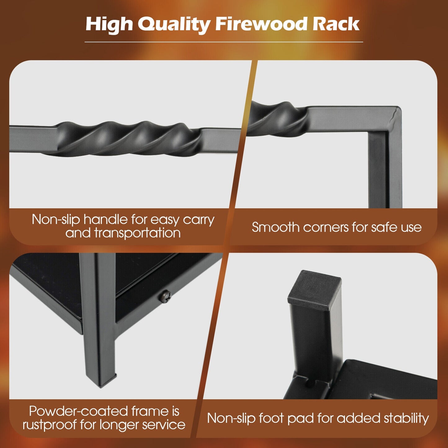 Firewood Log Rack, Black Log Storage at Gallery Canada