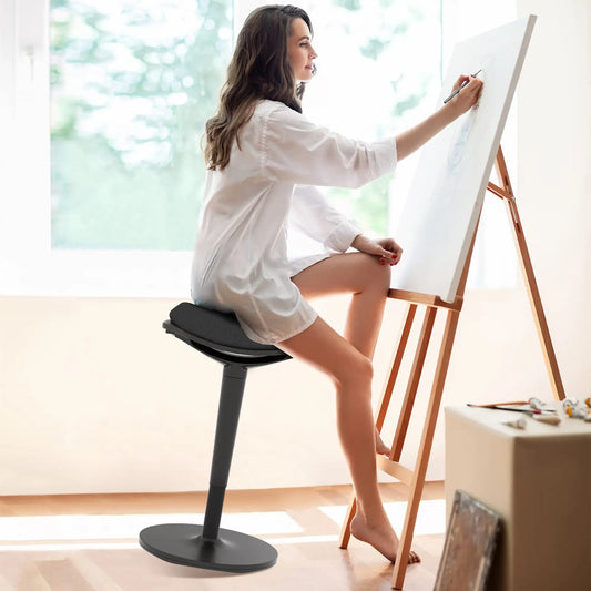 Standing Desk Stool, Ergonomic Wobble Chair, Adjustable Leaning Stool, Black Office Chairs Black at Gallery Canada