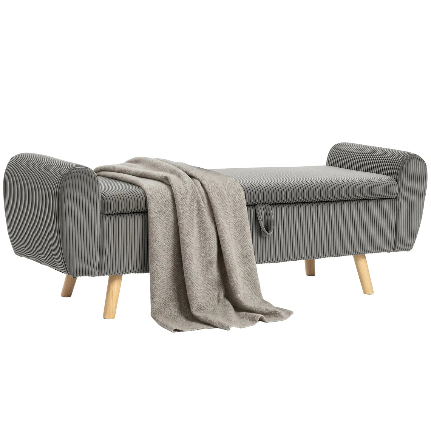 59" Corduroy Storage Ottoman Bench, Dark Grey Storage Ottomans & Benches at Gallery Canada