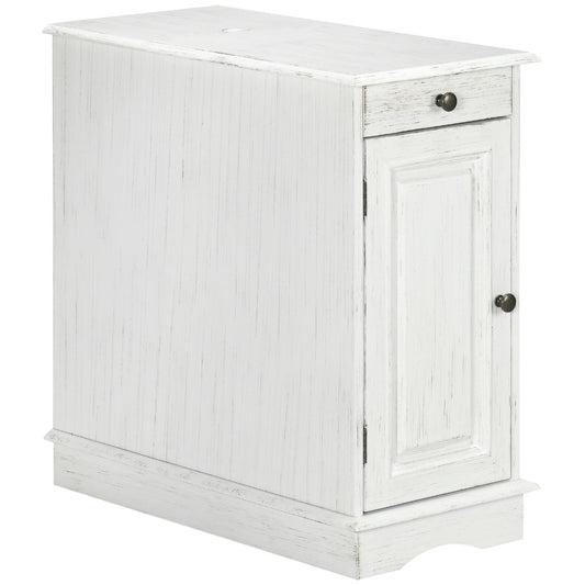 Flip Top End Side Table with Storage Drawer and Cabinet, 11.5" x 24" x 24.25", White - Gallery Canada