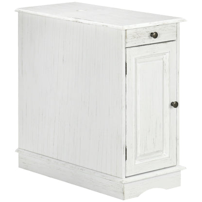 Flip Top End Side Table with Storage Drawer and Cabinet, 11.5" x 24" x 24.25", White at Gallery Canada