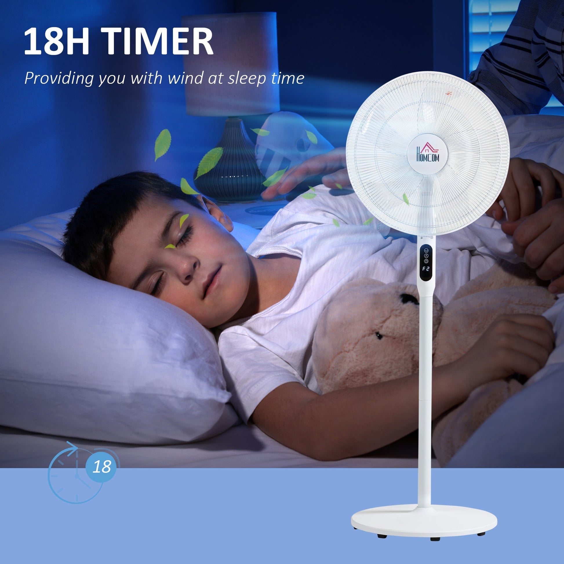 Floor Standing Fan with Remote Control, Oscillating, LED Screen, Stand Up Cooling Fan, Tall Pedestal Electric Fan for Home Bedroom, White at Gallery Canada