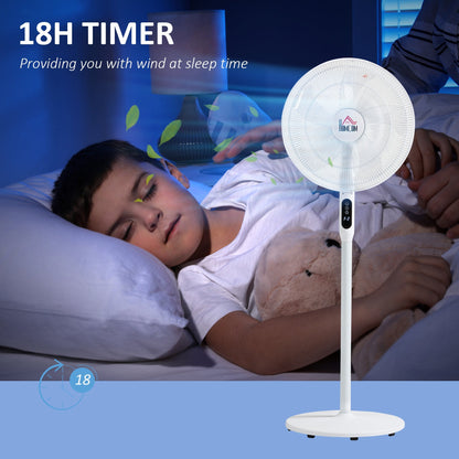 Floor Standing Fan with Remote Control, Oscillating, LED Screen, Stand Up Cooling Fan, Tall Pedestal Electric Fan for Home Bedroom, White at Gallery Canada