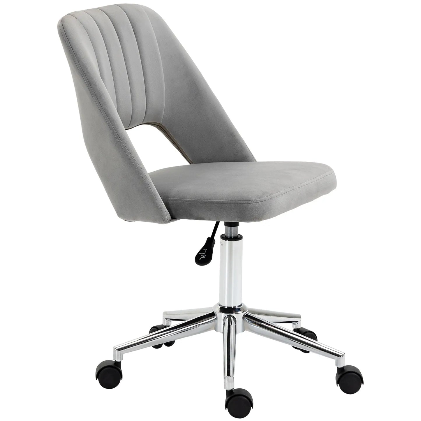 Velvet Swivel Office Chair, Scallop Back, Grey Task Chairs at Gallery Canada