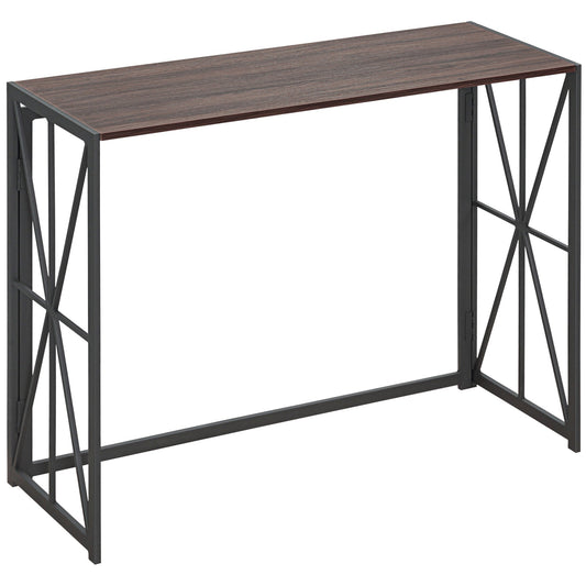 Foldable Console Table, Industrial Sofa Table, Narrow Farmhouse Table with Metal Frame for Living Room, Entryway, Foyer, Brown - Gallery Canada