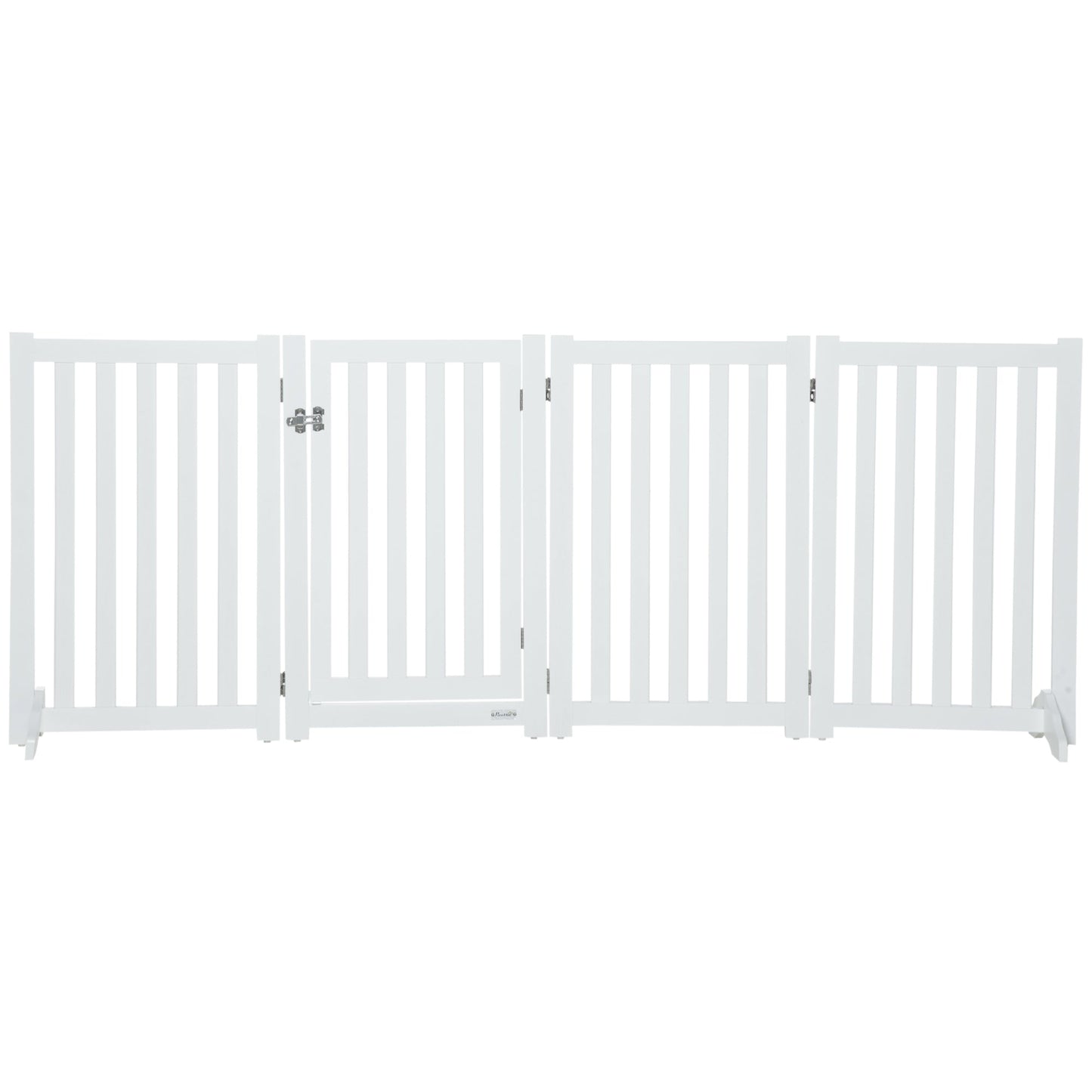 Foldable Dog Gate with Door, 4 Panels Freestanding Pet Gate with Support Feet Indoor Playpen for Medium Dogs and Below, White at Gallery Canada