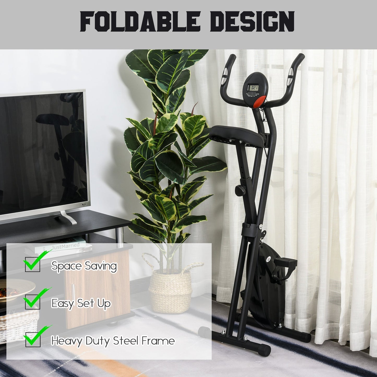 Foldable Exercise Bike Upright Fitness Bike 8-Level Resistance Cardio Workout at Gallery Canada