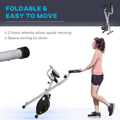 Foldable Exercise Bike with 8 Levels of Magnetic Resistance, Indoor Stationary Bike, X Bike, LCD Monitor, for Cardio Workout, Black at Gallery Canada