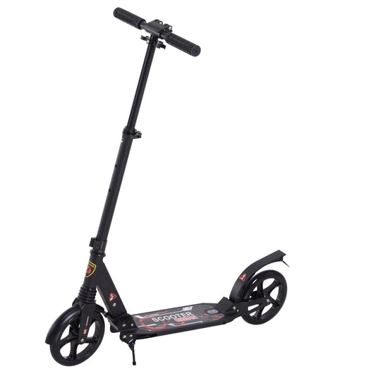 Foldable Kick Scooter Height Adjustable Ride On Bike with Real Wheel Brake, Dual Shock-Absorbing, Kickstand, and 7.75'' Big Wheels For 14+ Teens Adult, Black at Gallery Canada
