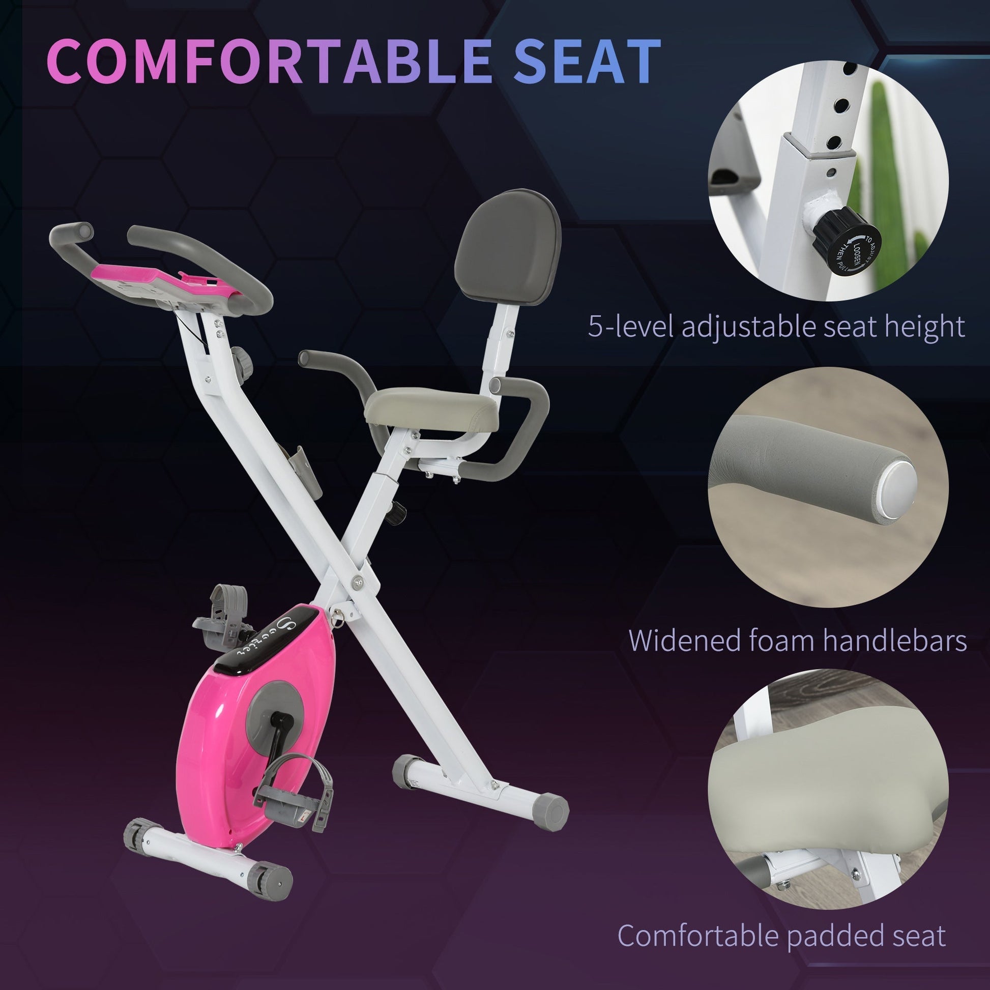 Foldable Magnetic Exercise Bike Indoor Stationary Upright Fitness Bike Pink at Gallery Canada