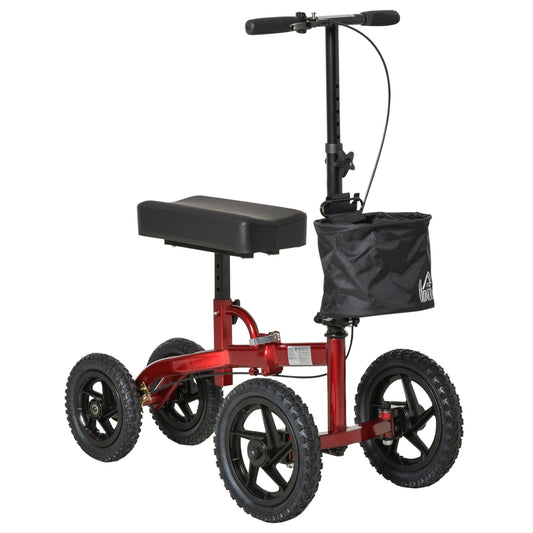 Foldable Medical Knee Walker Scooter for Injured Leg Red - Gallery Canada
