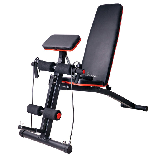 Foldable Press Bench Adjustable Dumbbell, Weight Training Bench Exercises Gym Chair, Black &; Red - Gallery Canada
