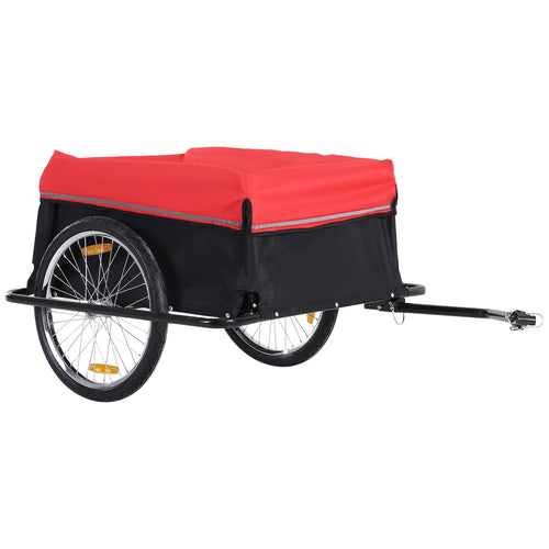 Folding Bicycle Cargo Trailer Cart Carrier Garden Use w/ Quick Release, Cover, Black/Red