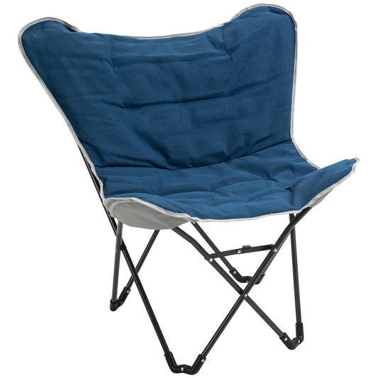 Folding Camping Chair, Oversized Padded Lawn Chair w/ Steel Frame for Outdoor, Beach, Picnic, Hiking, Travel, Blue - Gallery Canada